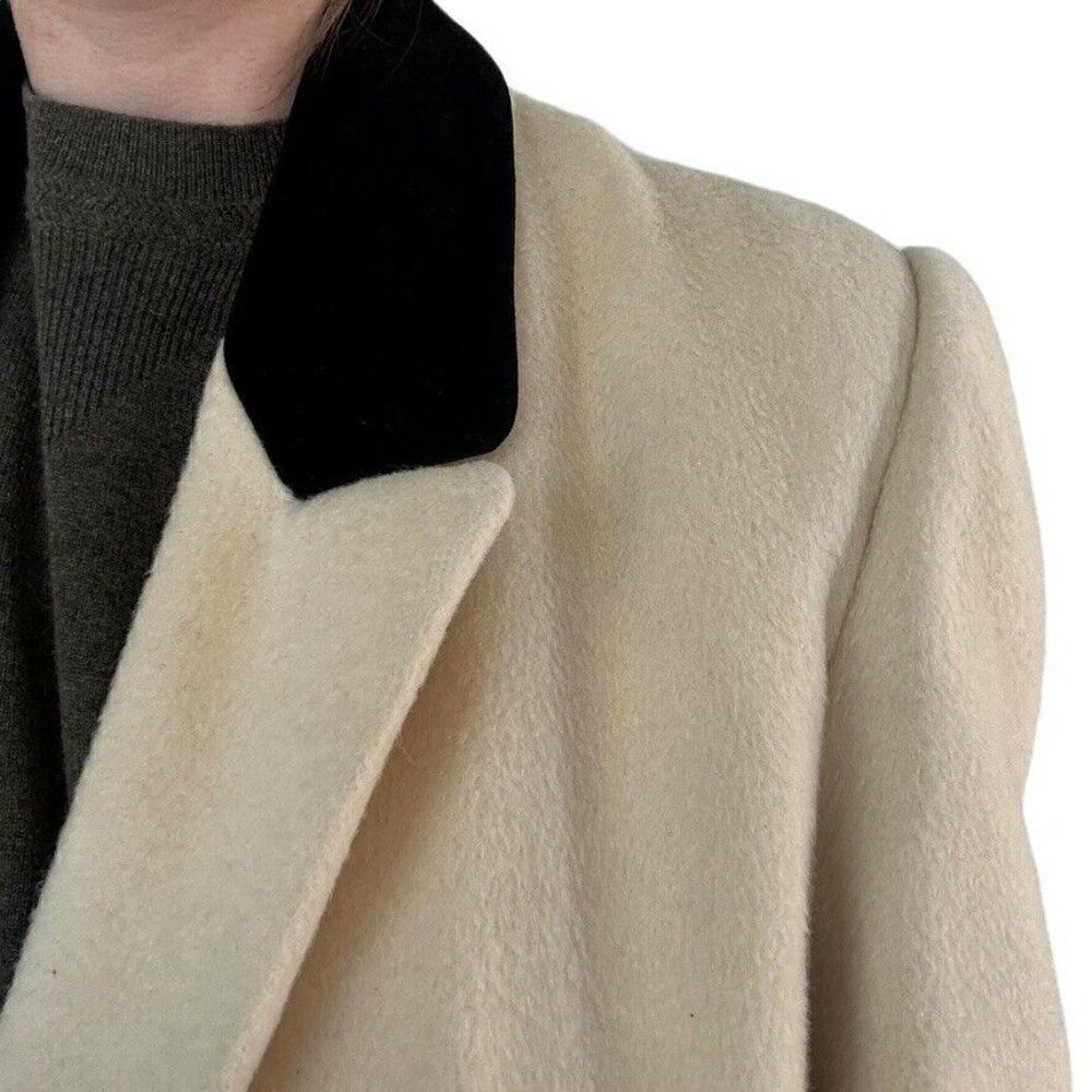 Vintage 1980s Christian Dior White Wool Double Breasted Retro Trench Coat Sz M - Picture 11 of 11